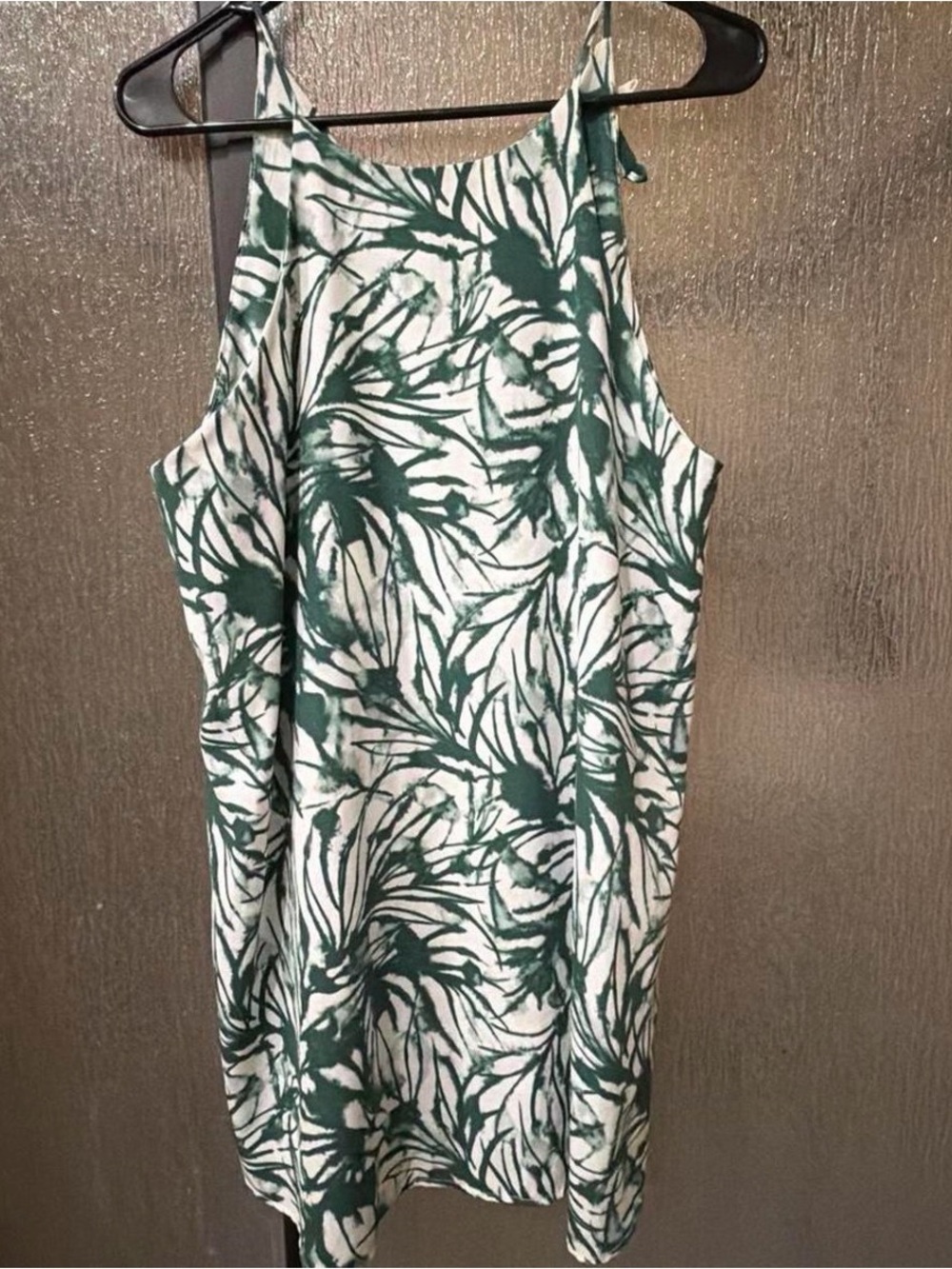 Sleeveless Green and White Floral Shift Dress